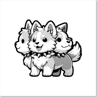 Cute Cerberus Corgi Posters and Art